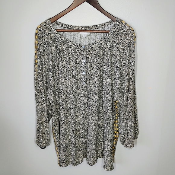 J Jill Ditsy Floral Blouse Womens Plus 3X Boho Bohemian Peasant Relaxed Flowy - Picture 13 of 13